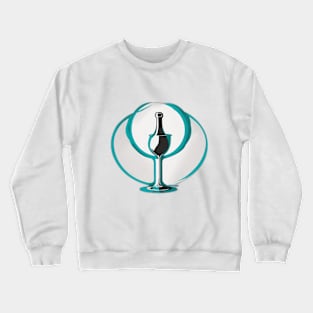 Elegant Wine Bottle and Glass Silhouette Design No. 654 Crewneck Sweatshirt